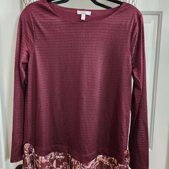 LC Lauren Conrad Tops - LC Lauren Conrad Burgundy Textured Tunic